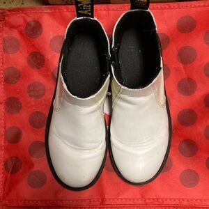 Kids Dr Martens White Leather Zip Chelsea Boots